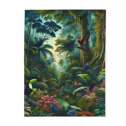 Birds of Paradise Tropical Forest Fleece Blanket